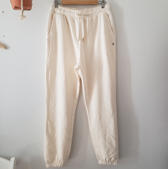 We Wore What Off White Terry Jogger Cotton Sweatpants Large Boyfriend cream - Picture 3 of 13